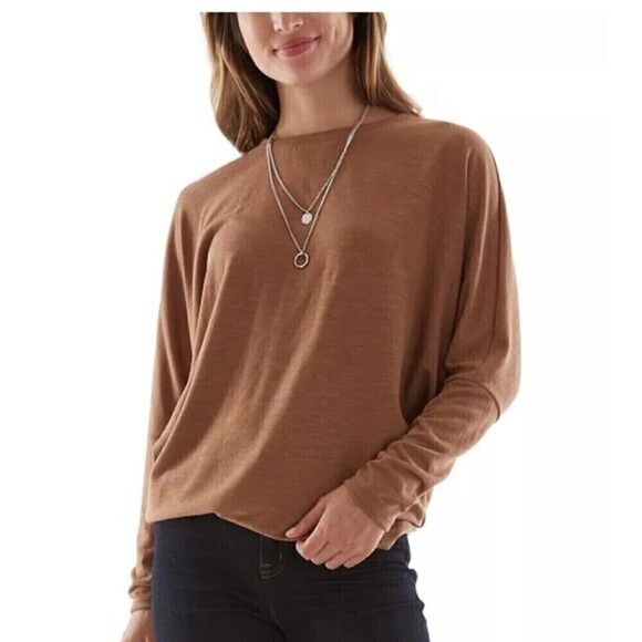 BCX Dolman Sleeve Pullover Knit Top size S BCX Necklace Top - Picture 2 of 8
